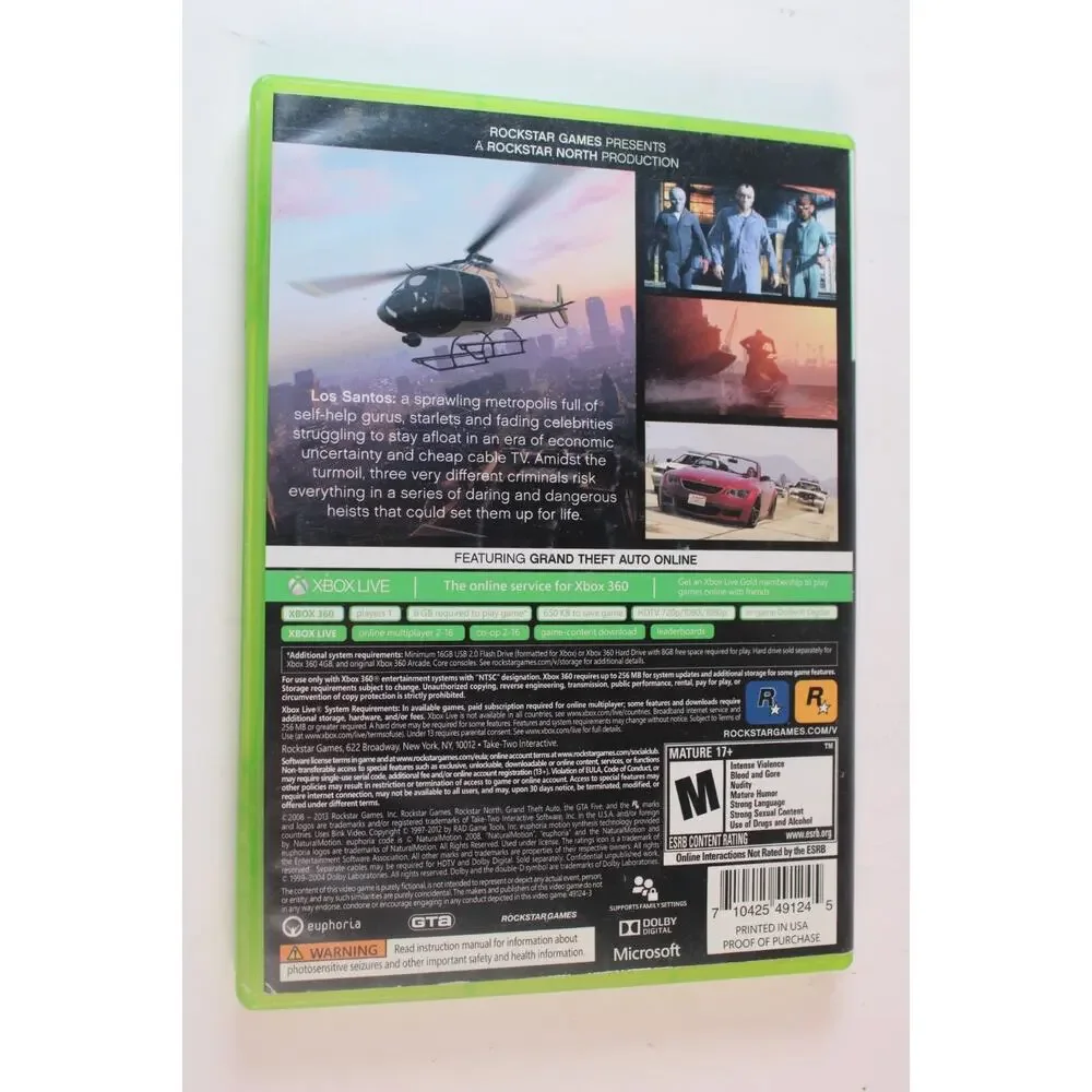 Grand Theft Auto V 5 Five (2013, XBox 360, 2-Disc Set) Authentic Complete W/ Map